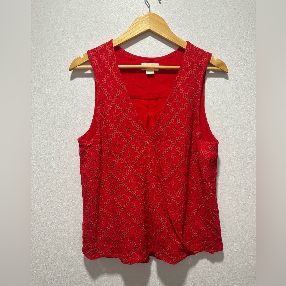 Anthropologie Red Floral Blouse Size 12 maeve